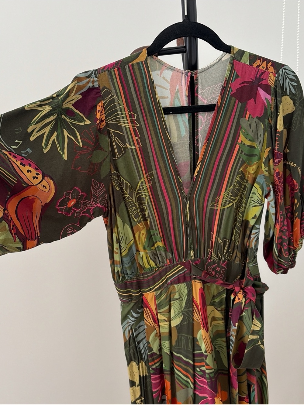 Farm Rio Olive Green Floral Jumpsuit - Picture 3 of 7